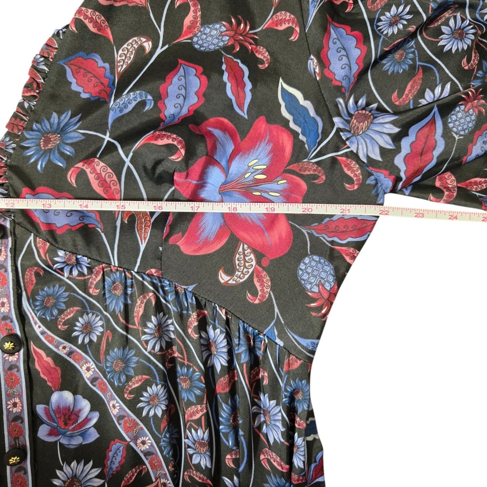 FARM Rio Marcelle Floral Mini Dress XL Black Boho Long Sleeve V Neck NWT - Picture 11 of 16